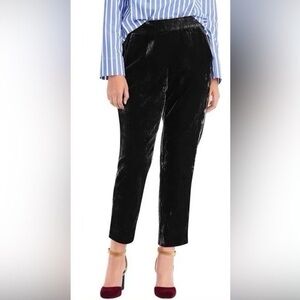 J.crew 14 Tall Black Velvet Straight Leg High-Rise Cropped Pull-On Easy Pants